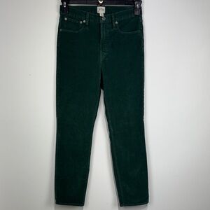 J. Crew Green Vintage Slim Straight Leg Corduroy Pants. Size 27